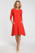 Drop Waist Cotton Red Dress - So Chic Boutique