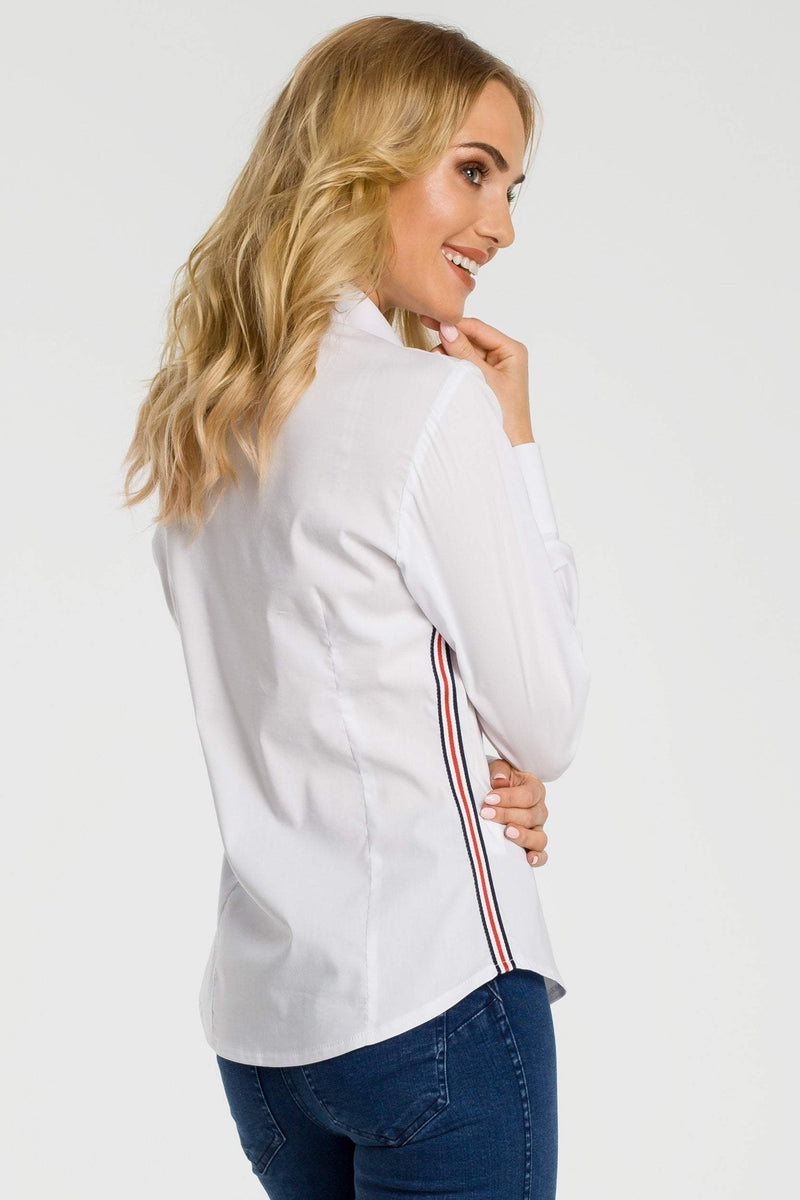 White Shirt With Side Stripes - So Chic Boutique