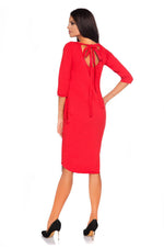 Midi Red Cotton Bow Back Dress - So Chic Boutique